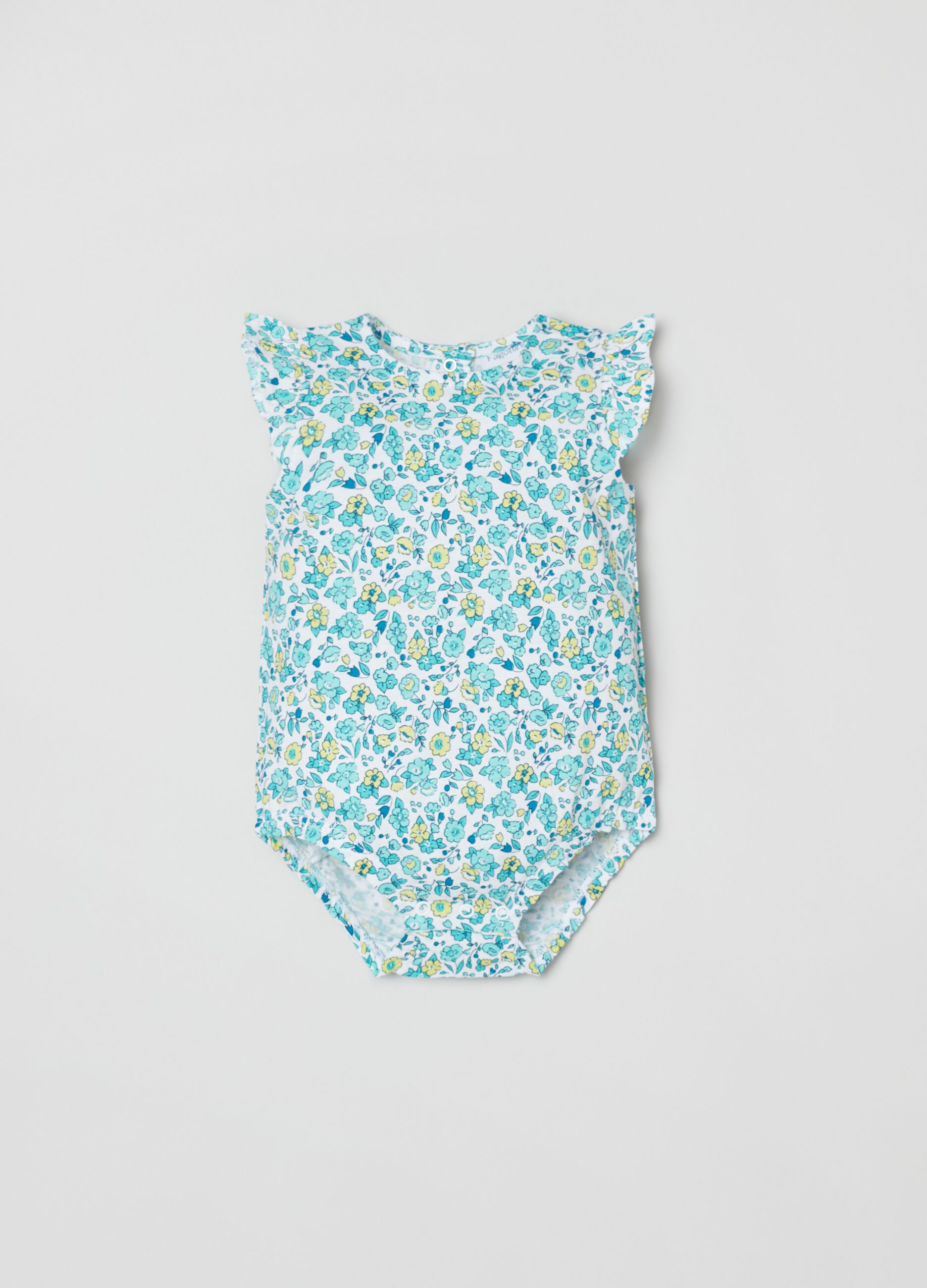 Cotton bodysuit with small flowers print