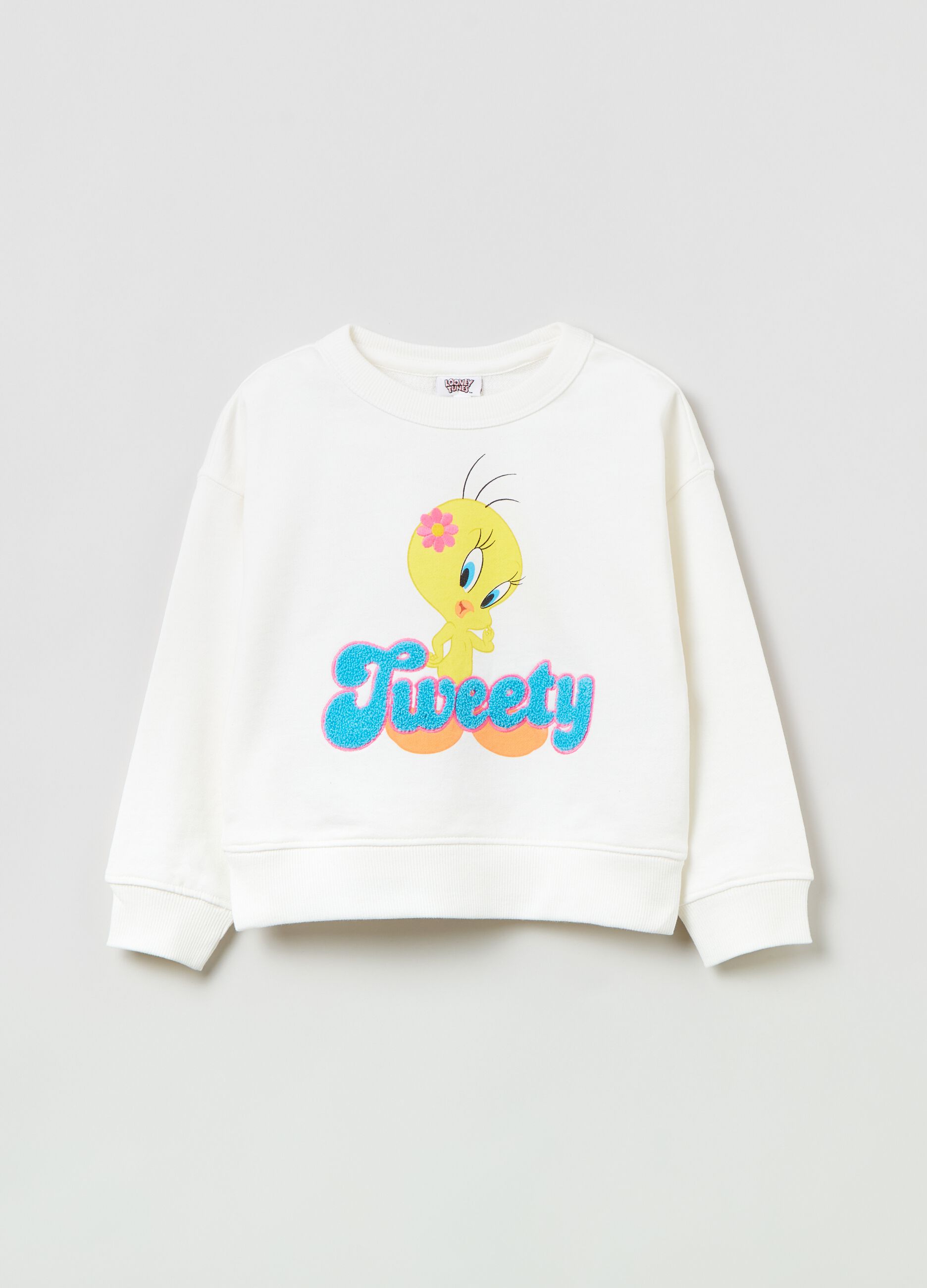 Sweatshirt with embroidery and Looney Tunes Tweety print