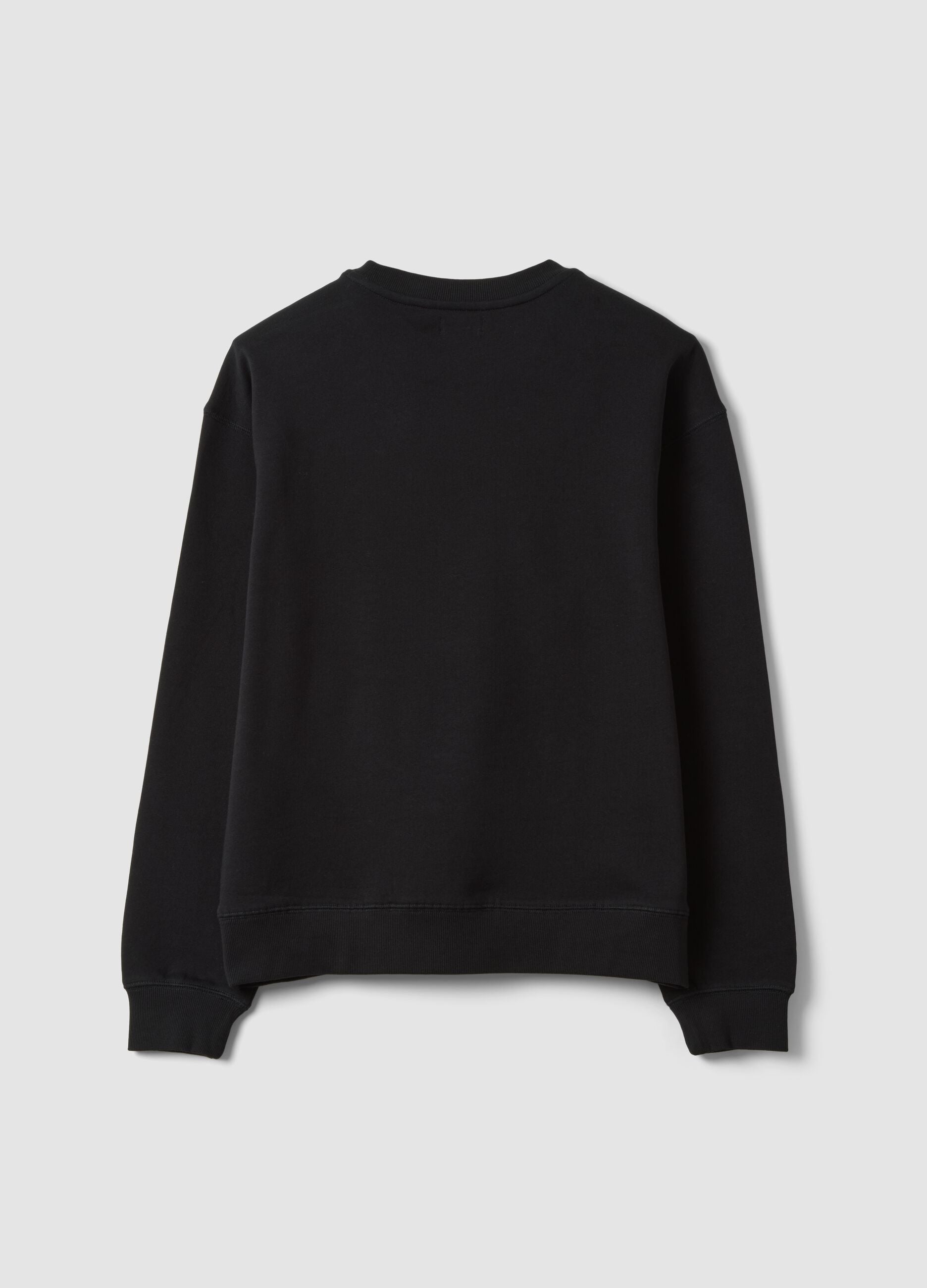 Schwarzes Sweatshirt aus reiner Baumwolle mit Rundhals und Print