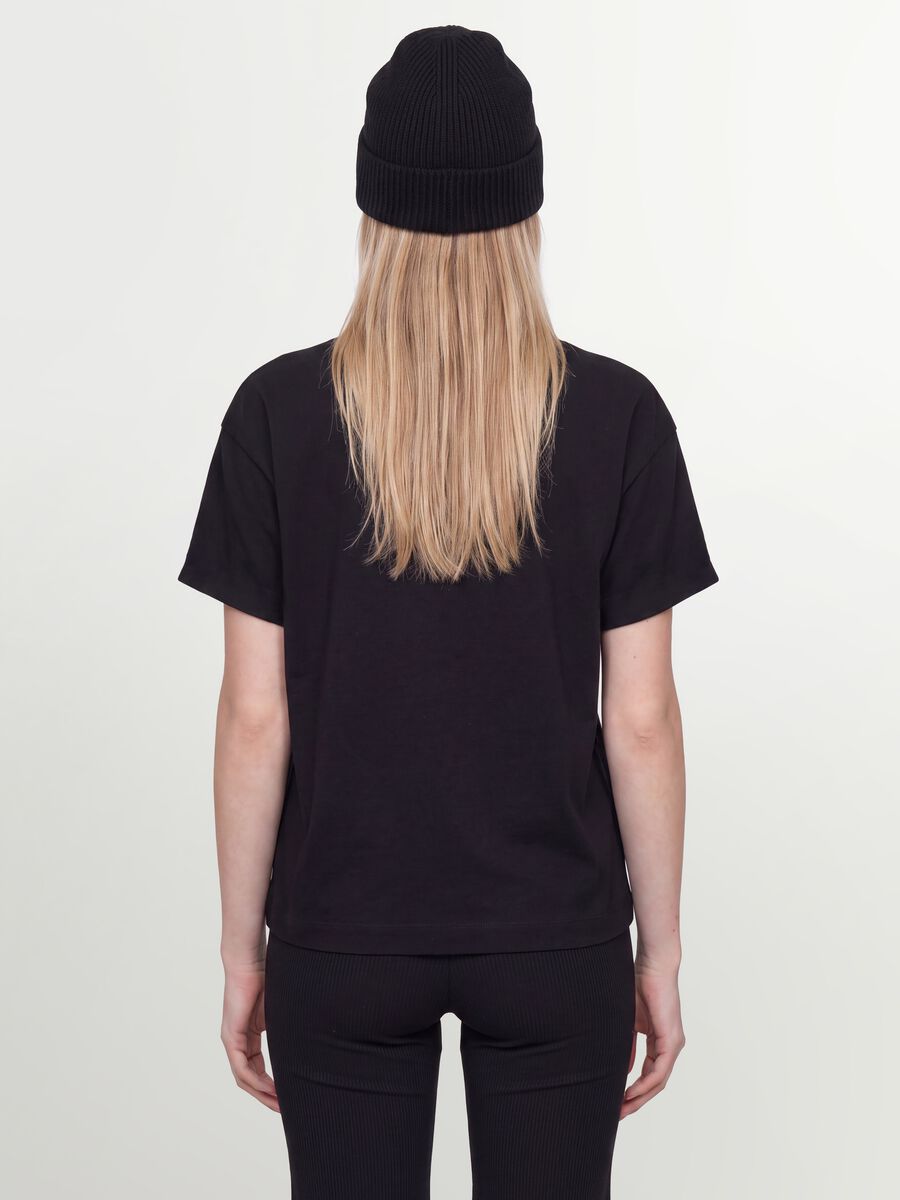 Black oversized pure cotton short-sleeve T-shirt_2