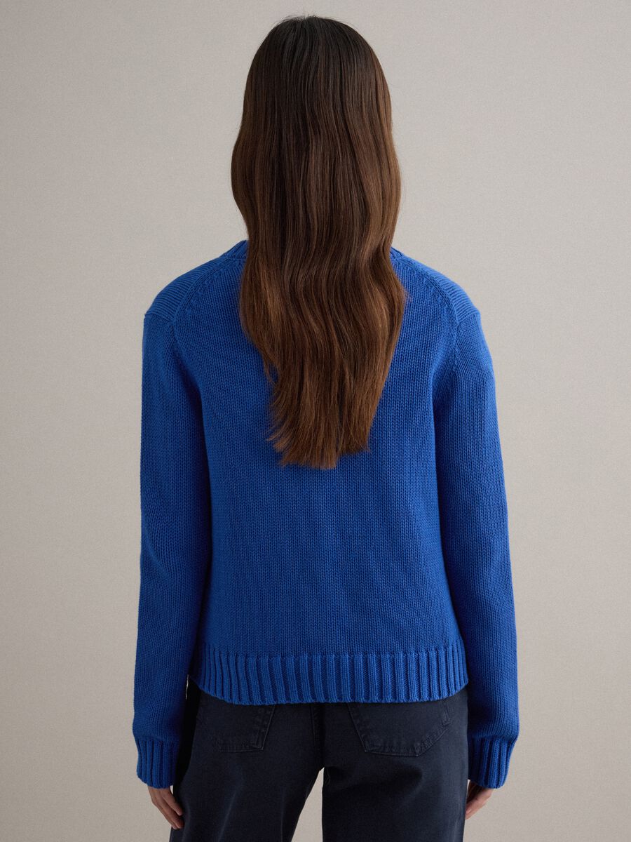 Blue regular fit pure cotton cardigan with buttons_3