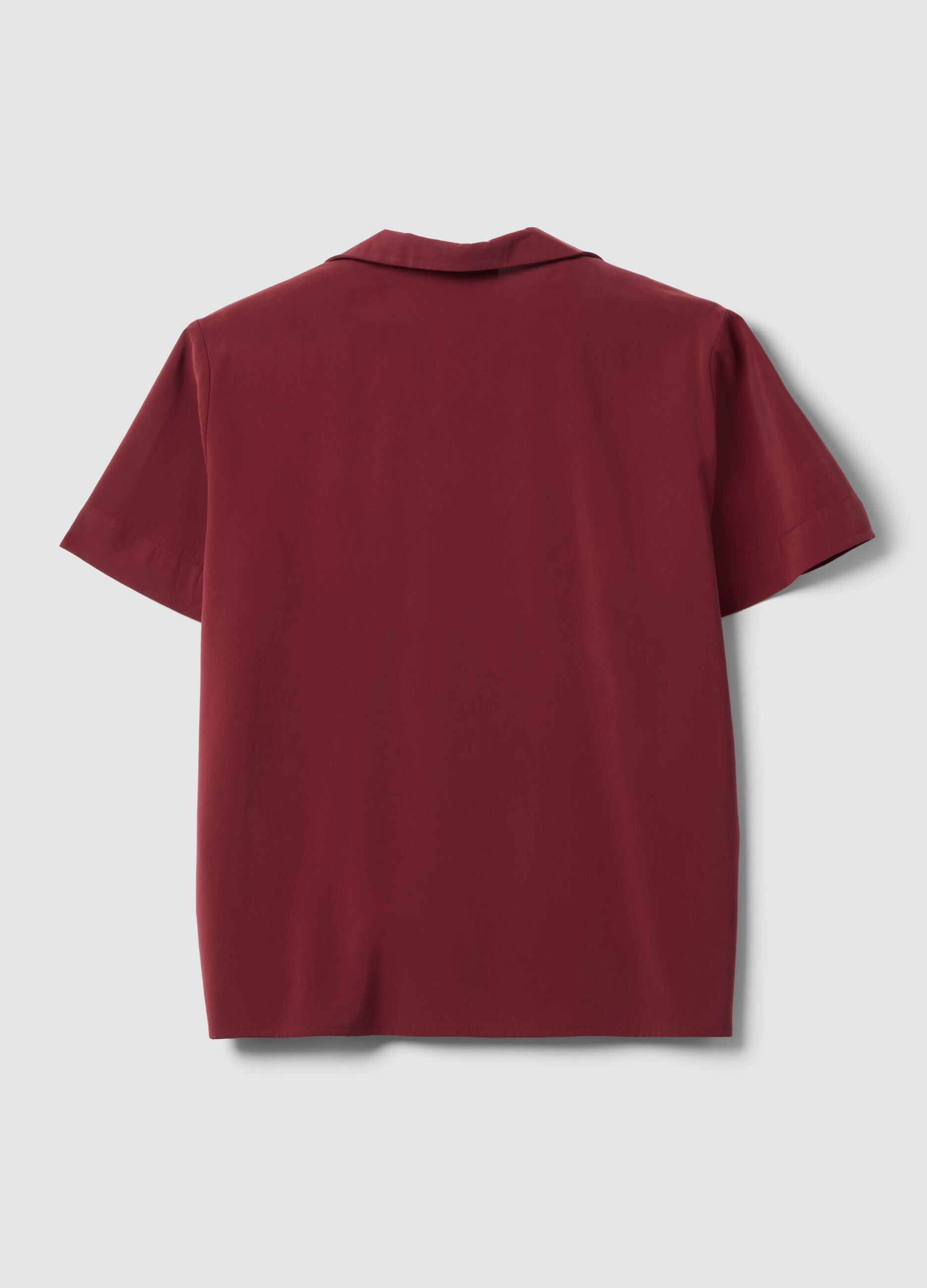 Red oversized short-sleeve viscose-blend shirt