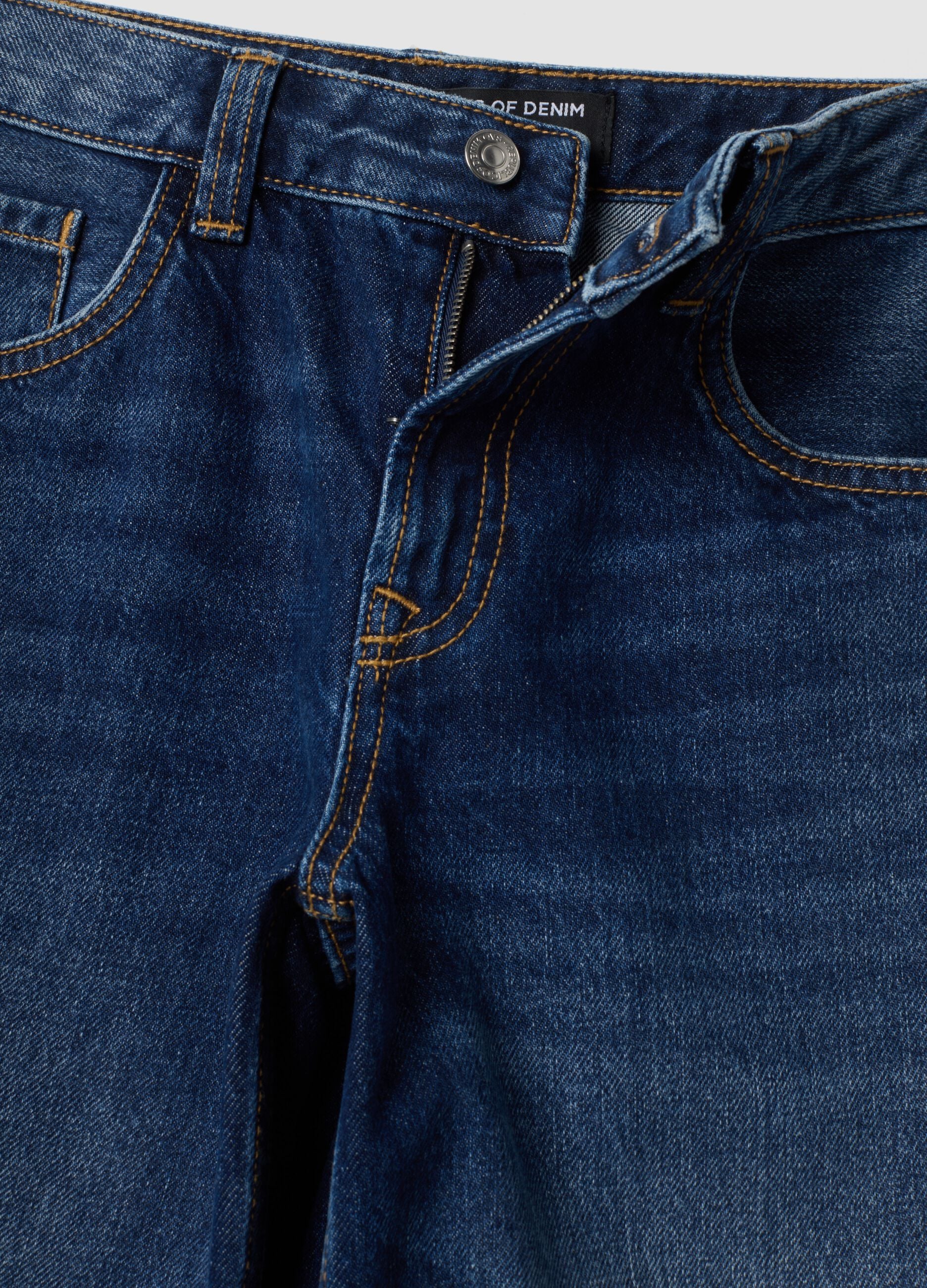 Blue pure cotton super wide-leg jeans