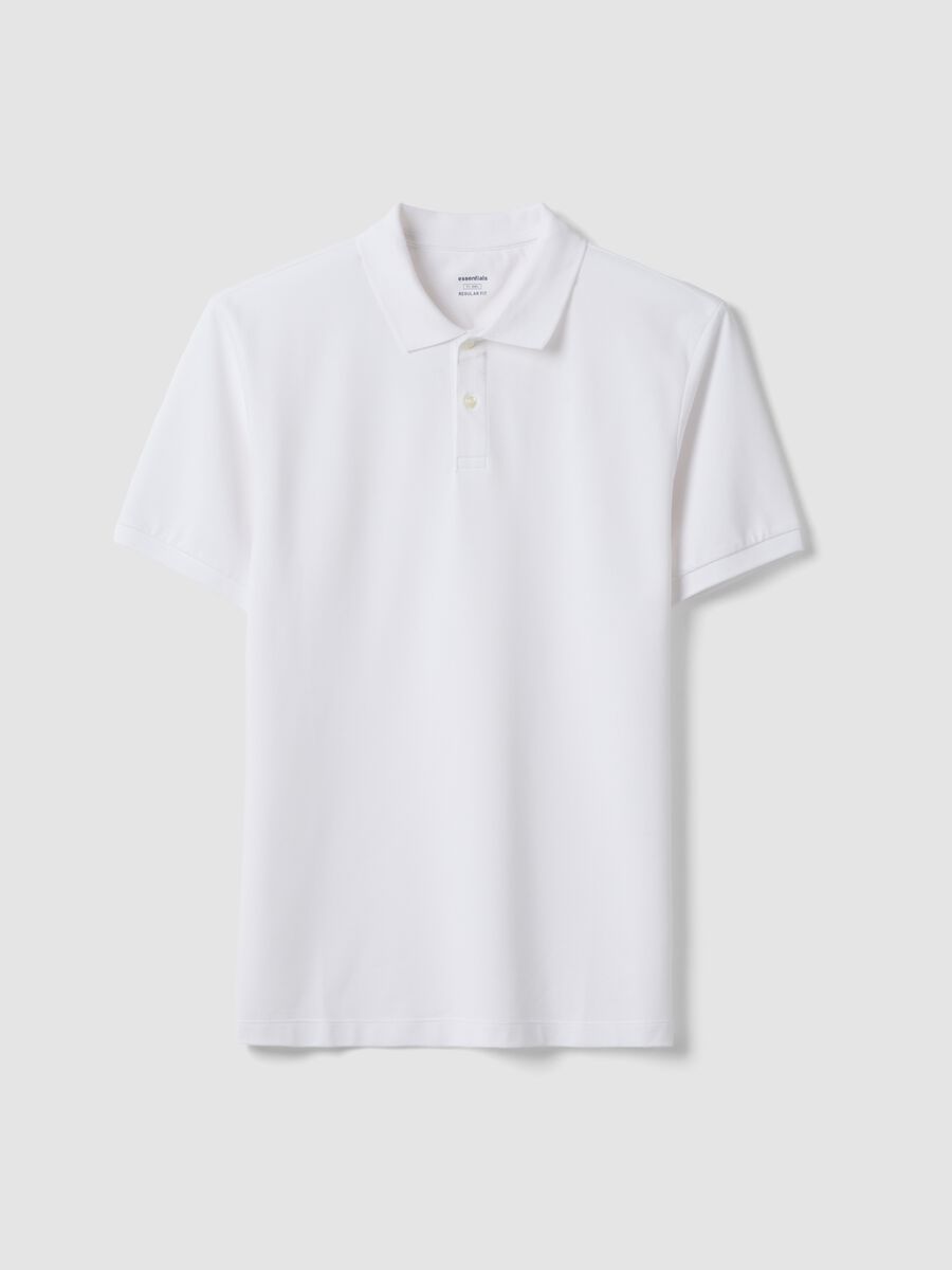 White stretch cotton-blend polo regular fit_4