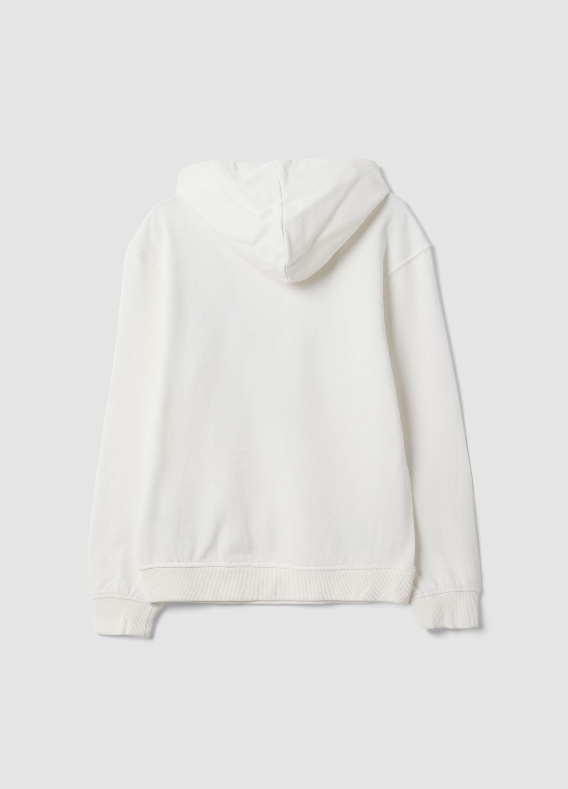White pure cotton hoodie with print for boys