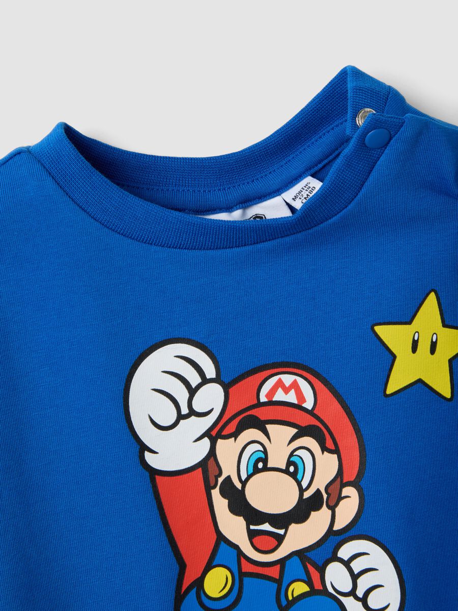 Camiseta azul de manga corta en algod&oacute;n el&aacute;stico_2