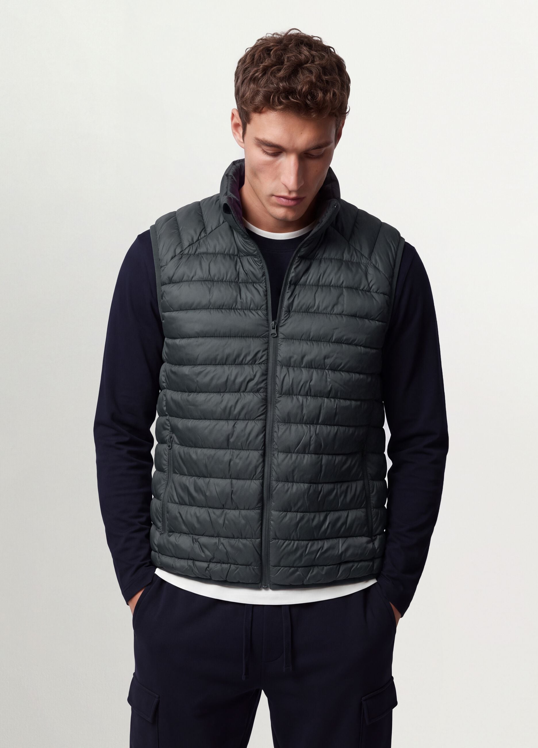 Gilet Ultralight verde imbottito con zip