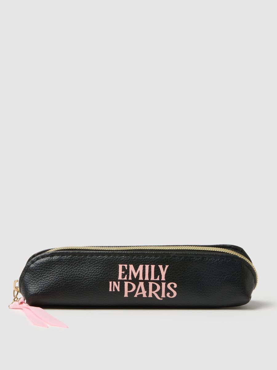 Schwarzes Etui mit Rei&szlig;verschluss und Emily in Paris-Druck_0