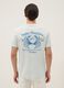 Blaues T-Shirt mit Schriftzug aus reiner Baumwolle, Regular Fit_3