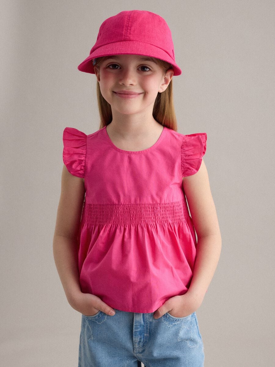 Pink pure cotton top with ruffles_0