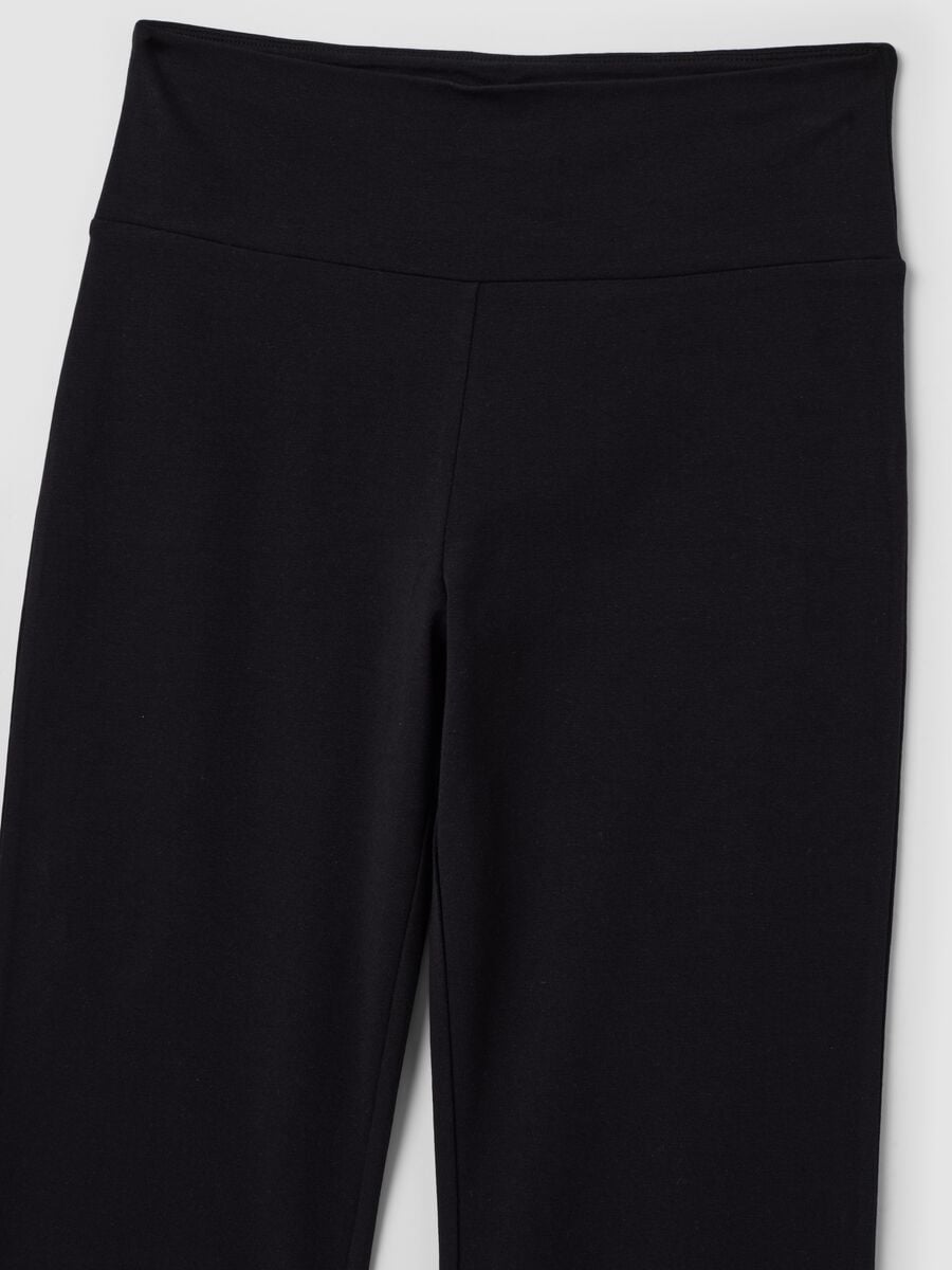 Black stretch cotton flare trousers_6