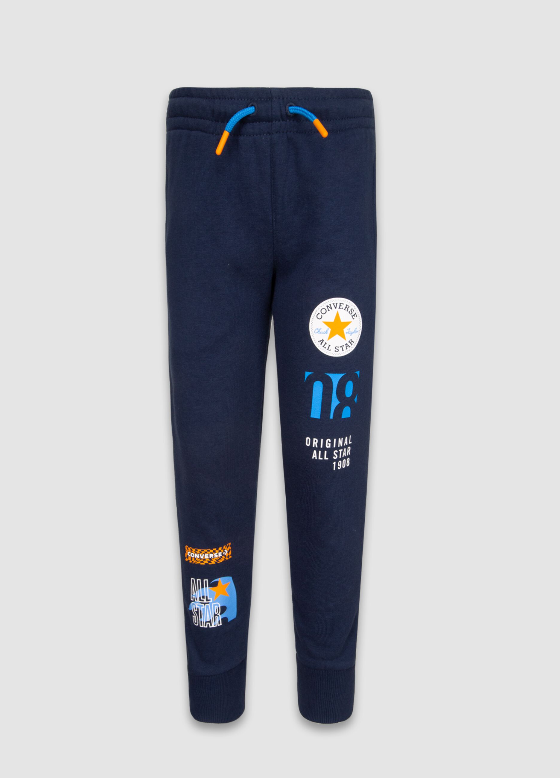CONVERSE Boy\'s Navy Blue Fleece joggers with multi logo print | OVS