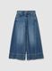 Girls' pure cotton blue wide leg jeans_3