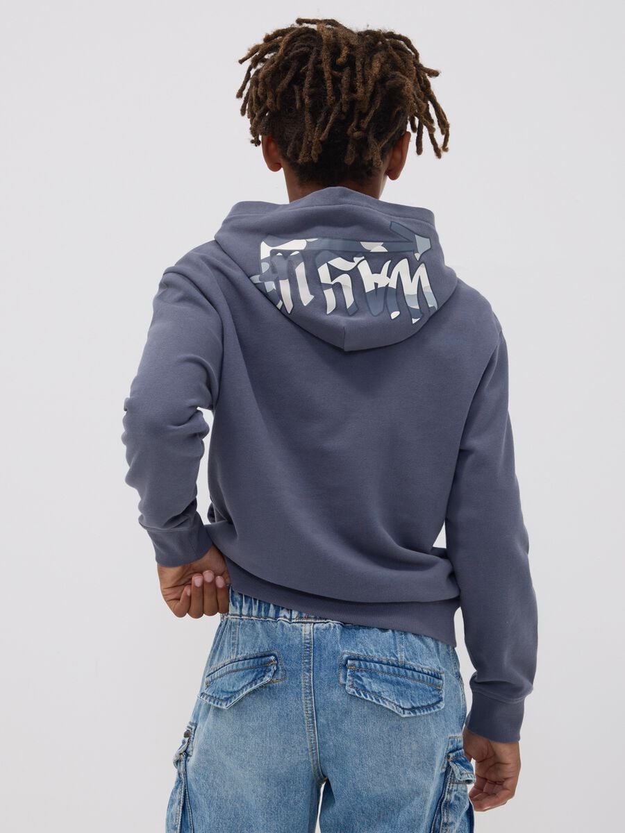 Sweat &agrave; capuche gris oversize en pur coton pour gar&ccedil;on_2