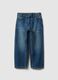 Children's blue cotton blend baggy jeans with oversized fit_0