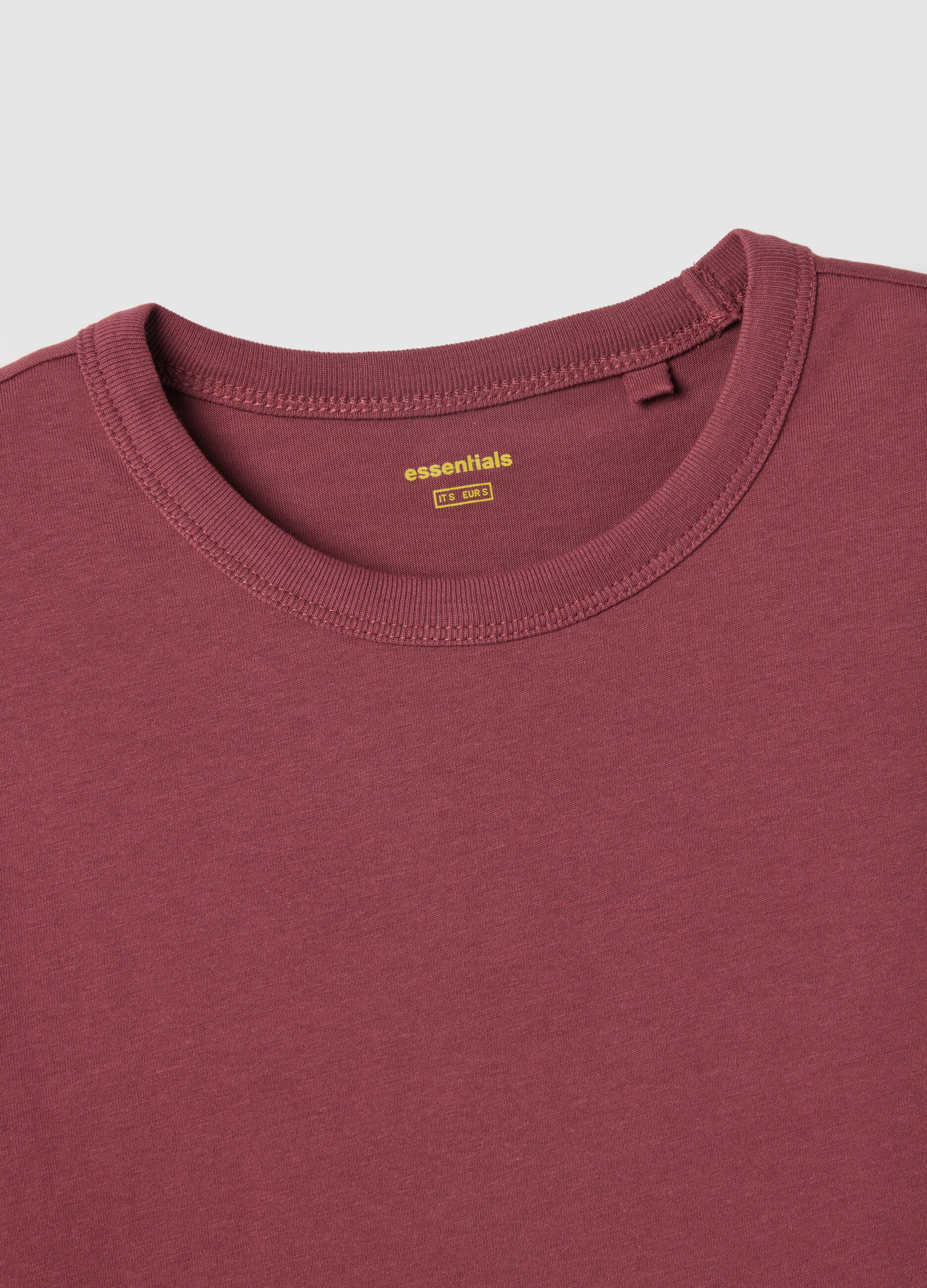 Long sleeve red T-shirt in pure cotton with regular fit
