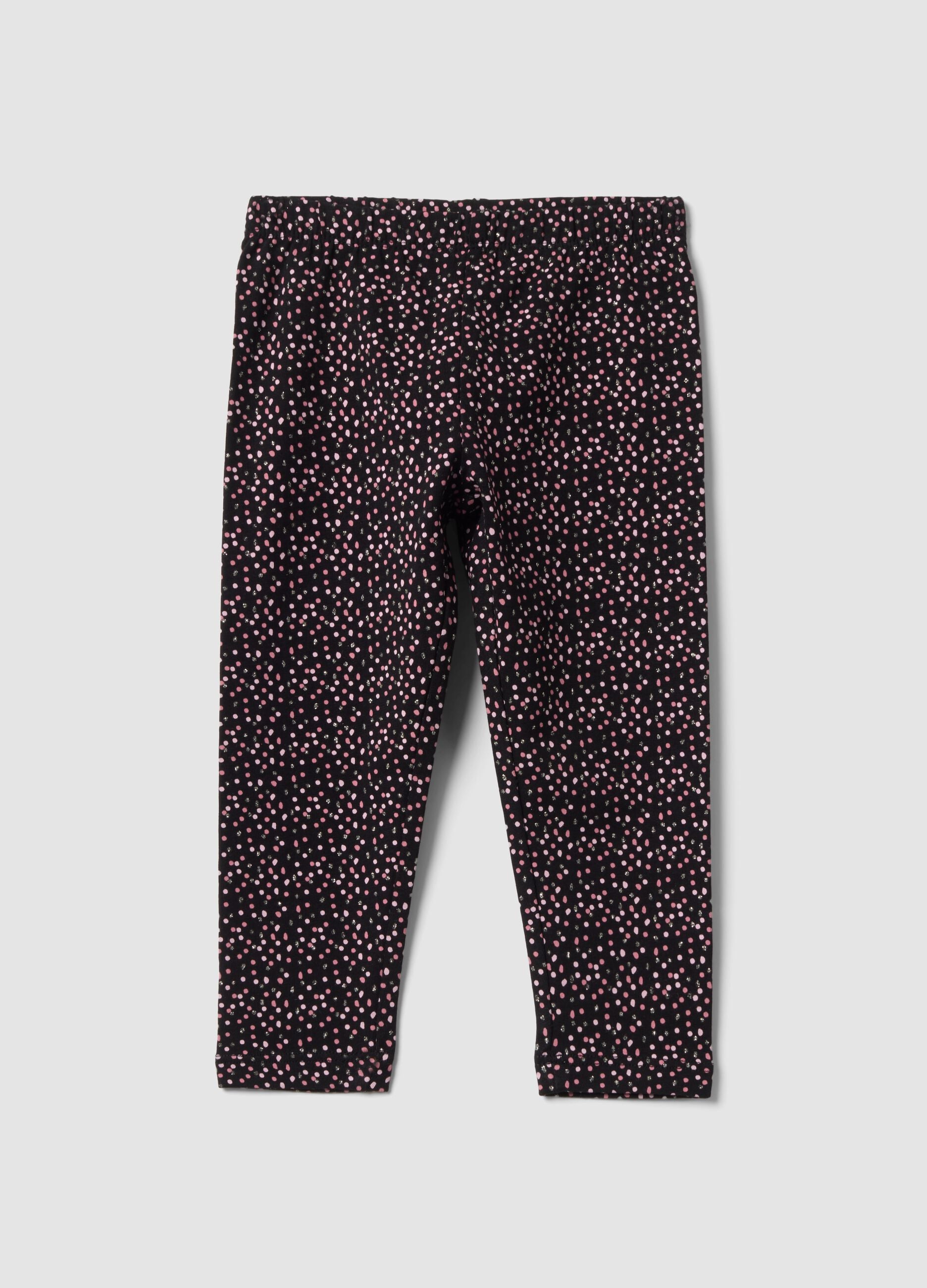 Leggings neri in cotone organico elasticizzato slim fit per bimba