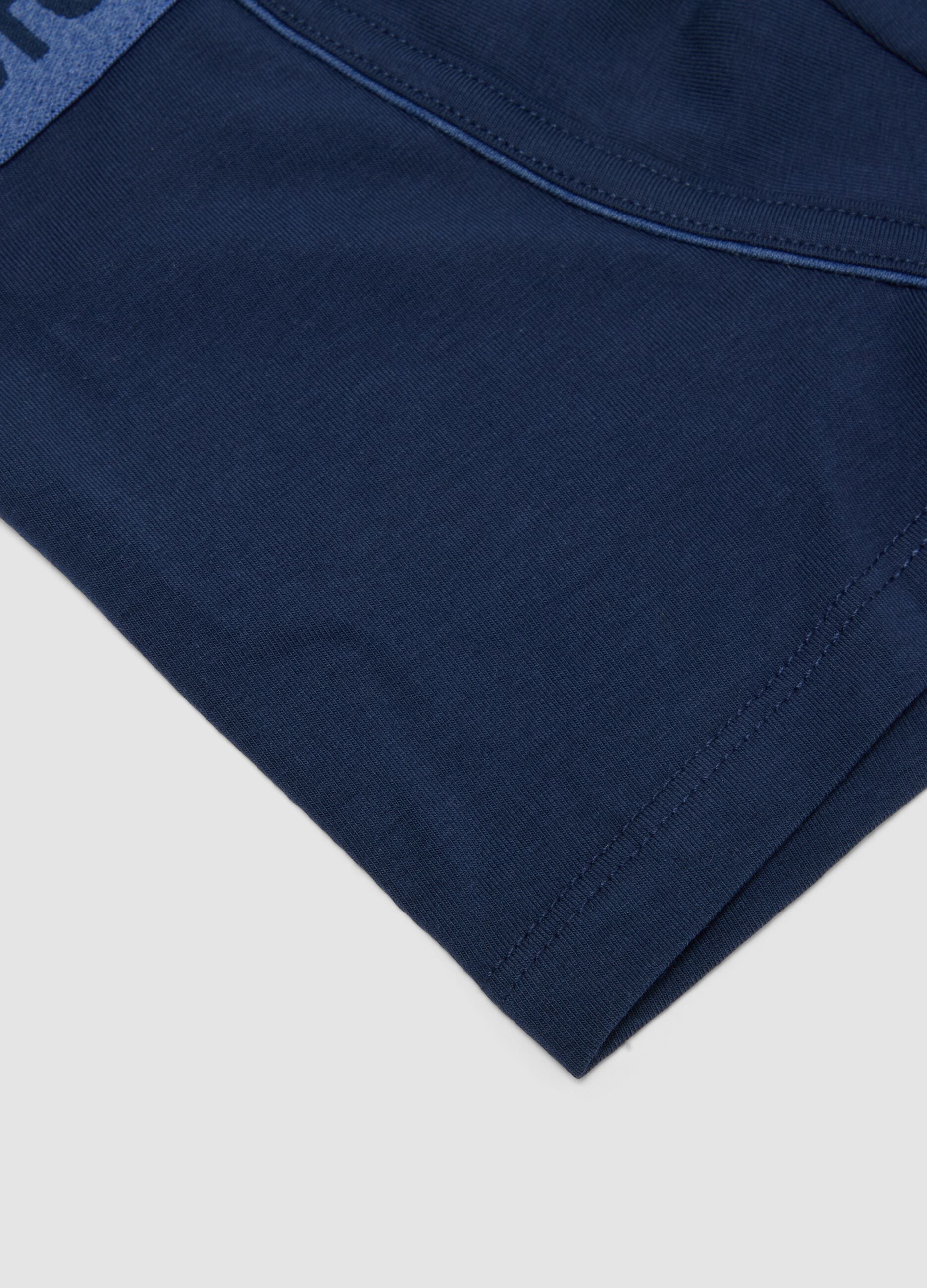 Boxer midi blu in cotone organico elasticizzato per bambino e ragazzo