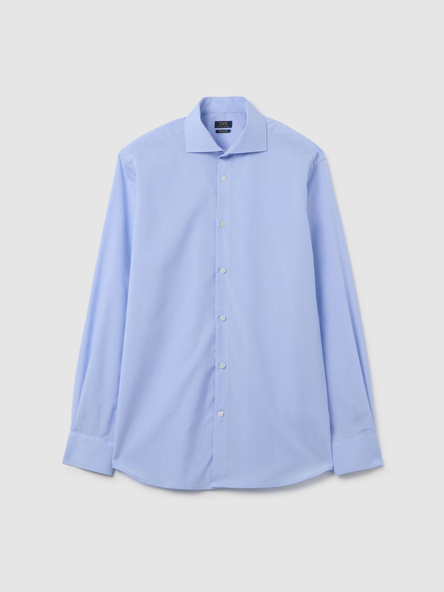 Blue slim shirt with French collar and buttons_4