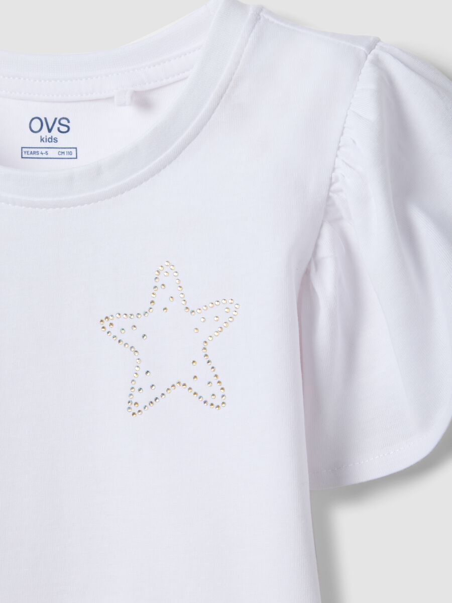 Girls&rsquo; white pure cotton regular-fit T-shirt with star_2