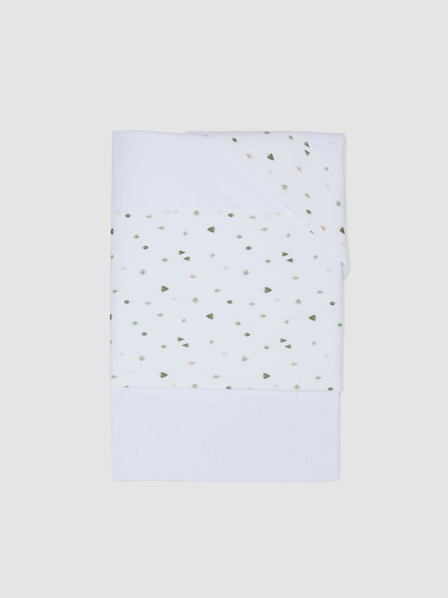 White pure cotton baby sheet with all-over print_0