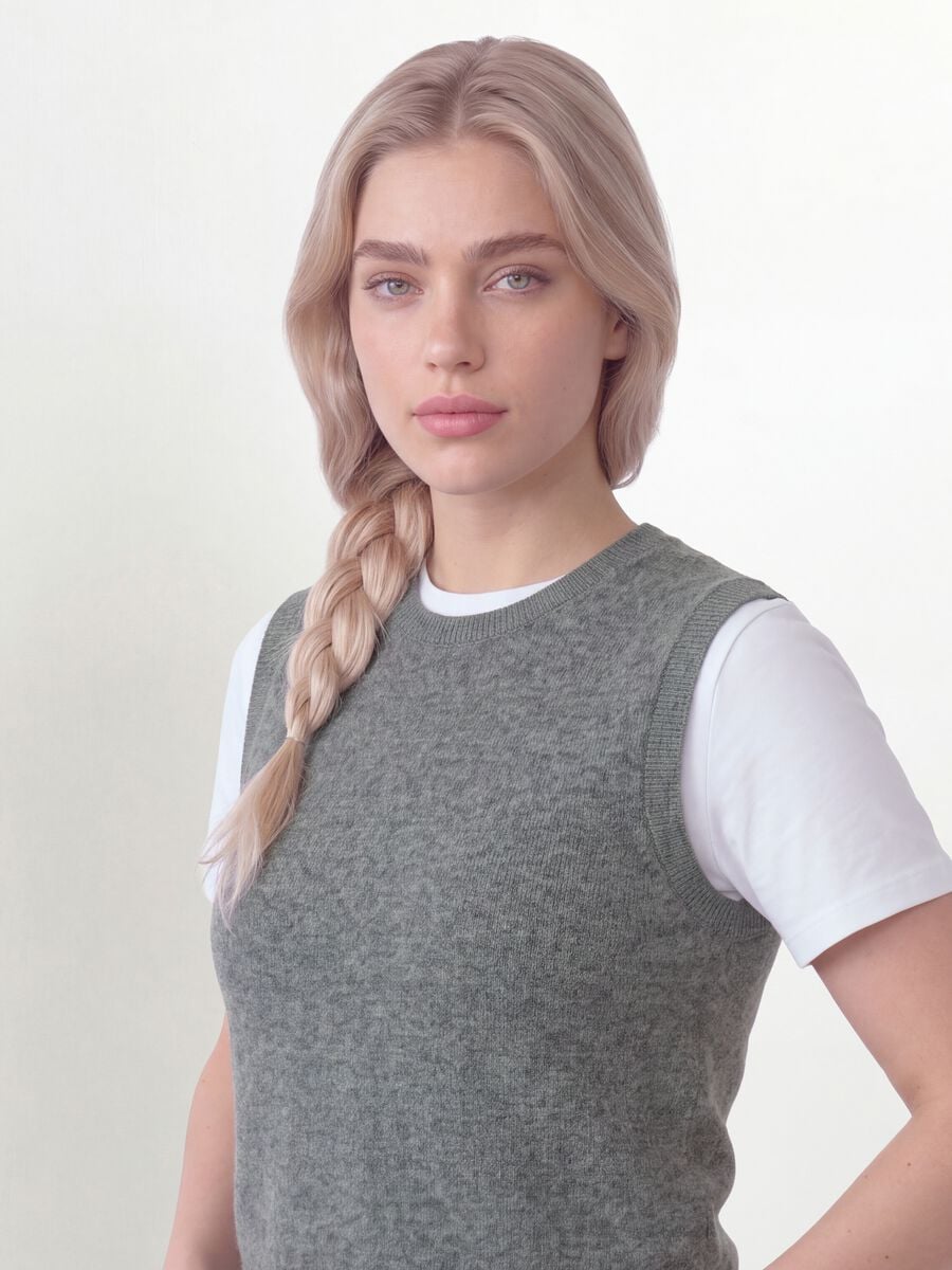 Grey marl wool-blend crew-neck vest_2