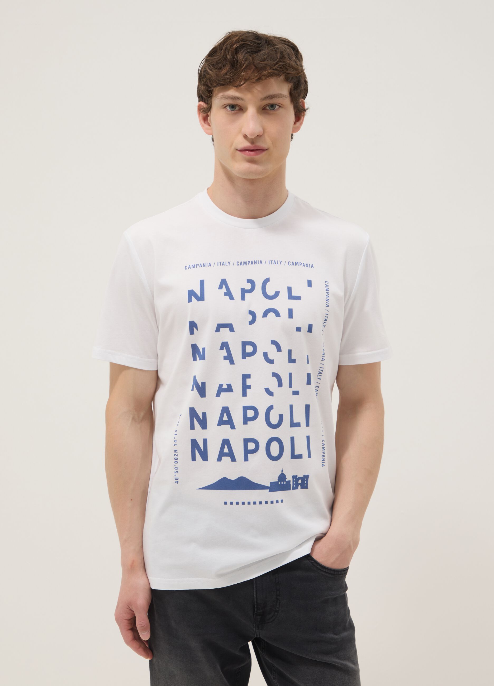 Wei&szlig;es T-Shirt aus reiner Baumwolle mit kurzen &Auml;rmeln, Regular Fit