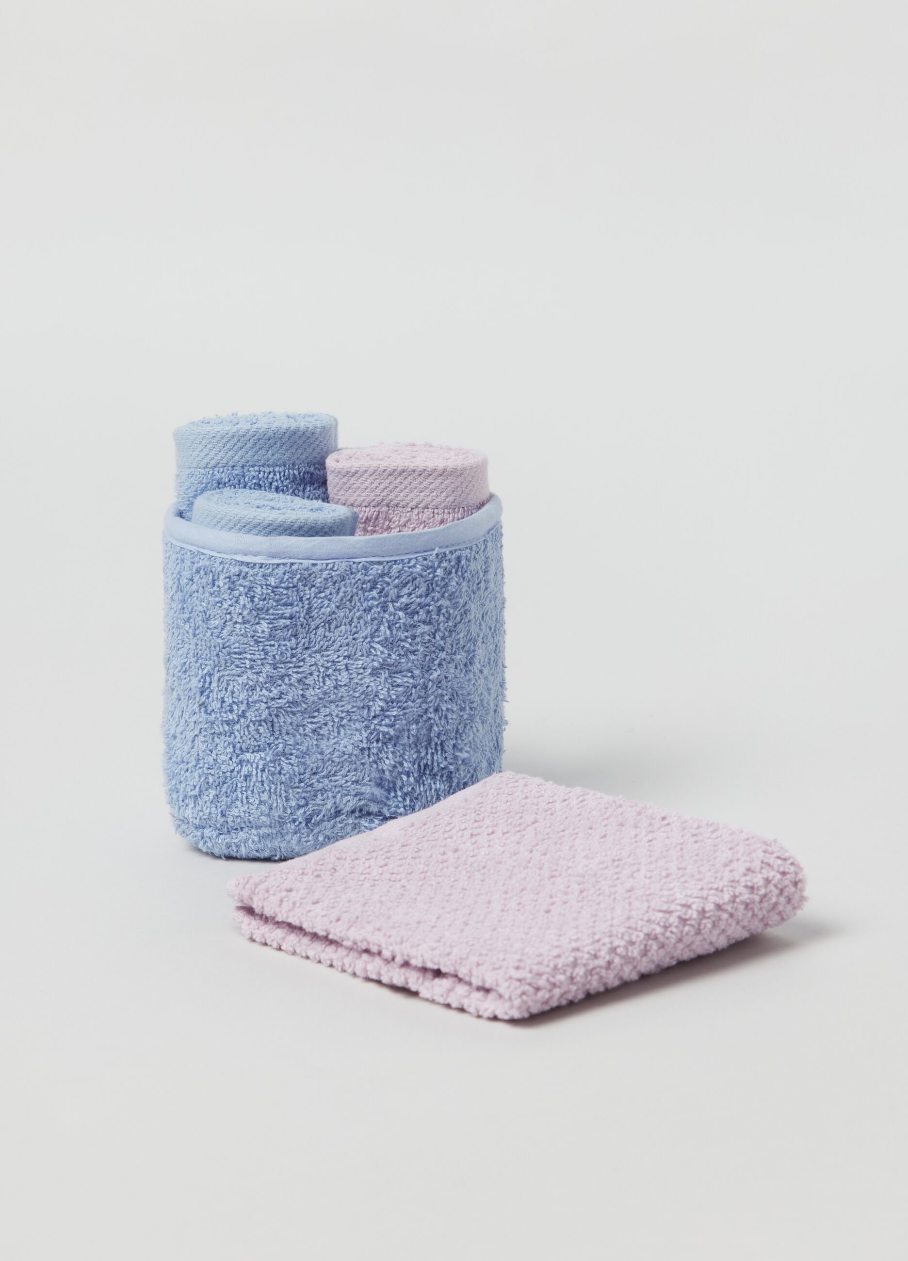 Cesta para toallas pequeñas 4 toallas 30x30 rosa/bígaro Lila claro