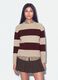 Beiger, gestreifter Crew-Neck-Pullover aus Stretchwolle_1