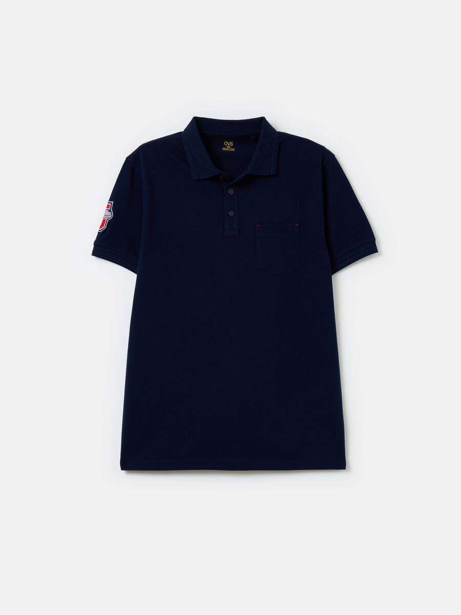 Piquet polo shirt with pocket and patch_0