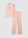 Striped pink pure viscose pyjamas, regular fit with V-neck_4