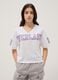 White pure cotton V-neck T-shirt_0