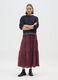 Long Red Tiered Skirt in Pure Cotton_0