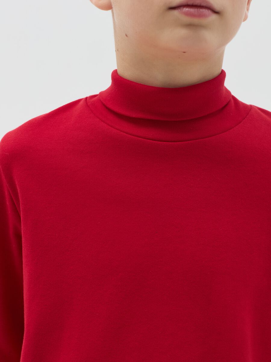 Cotton T-shirt with high neck_1