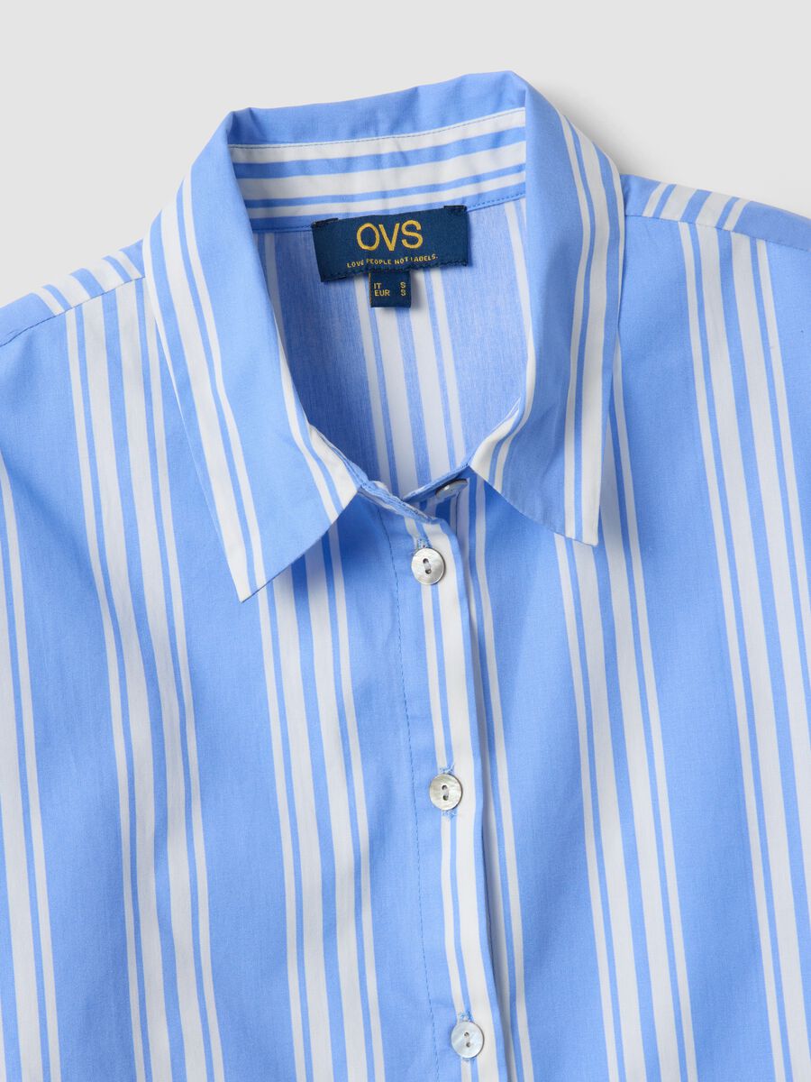 Blue striped pure cotton shirt_5
