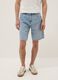 Light Blue Denim-Blend Slim Fit Shorts_1