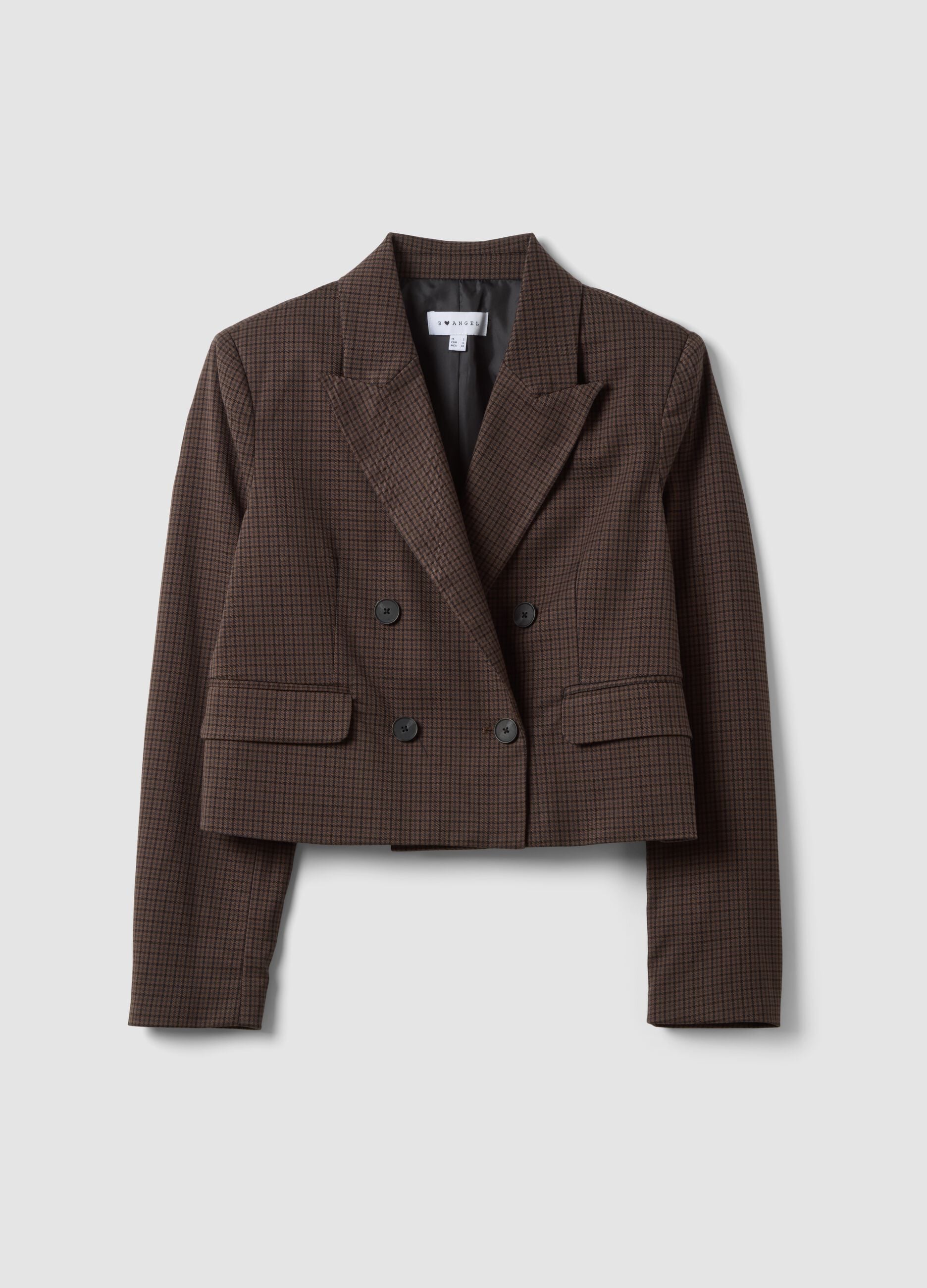Brauner Cropped-Blazer aus elastischer Viskose