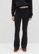 Black Stretch Cotton Flare Trousers_1
