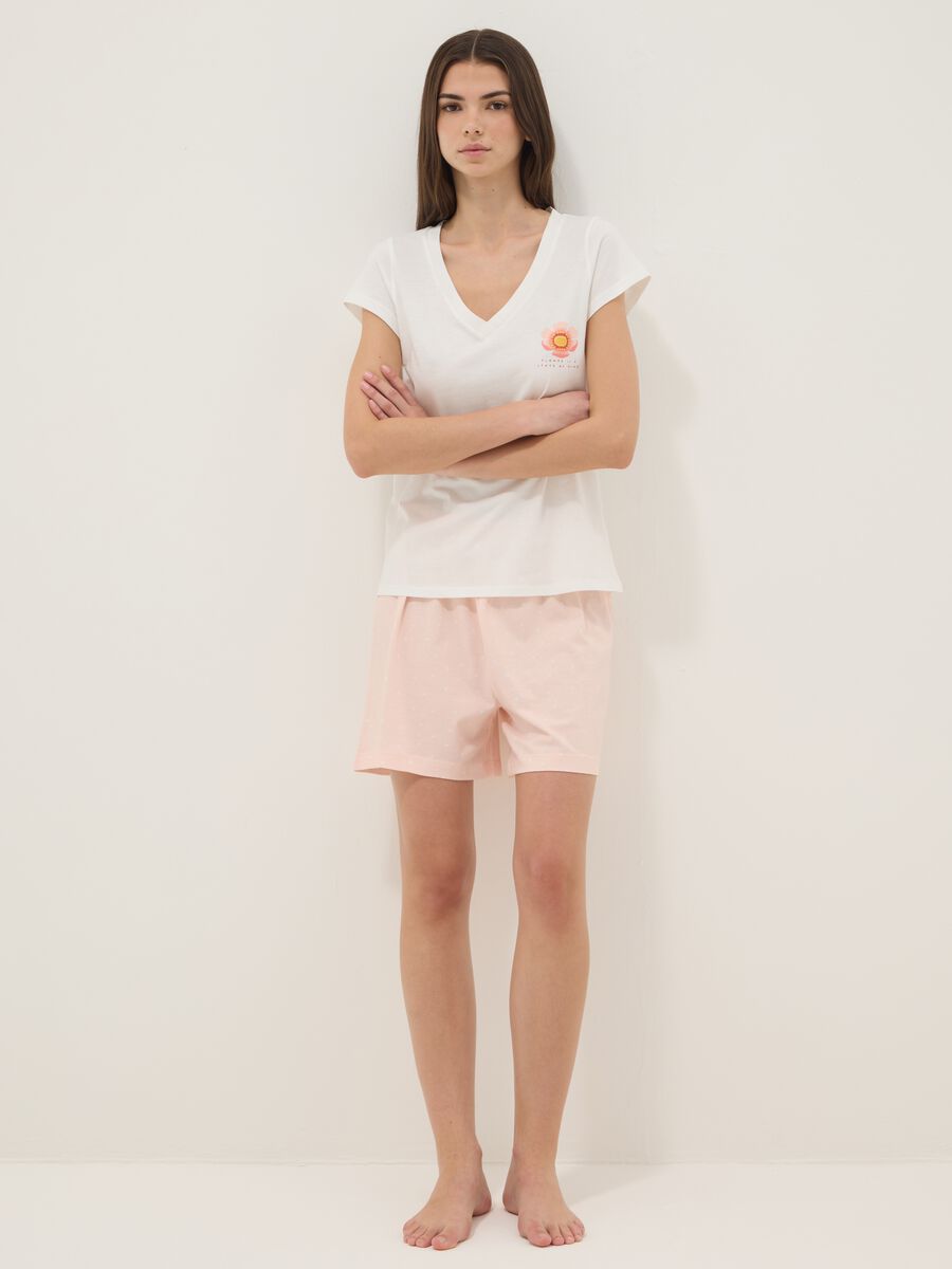 Rosa gepunktete Pyjamashorts aus reiner Baumwolle im Regular Fit_0