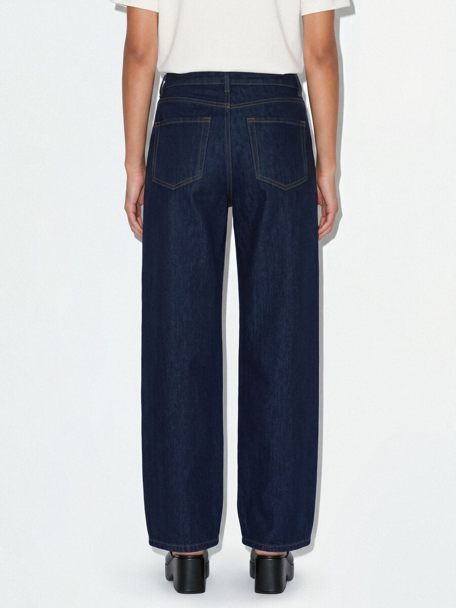 Blue denim wide-leg jeans in pure cotton_2