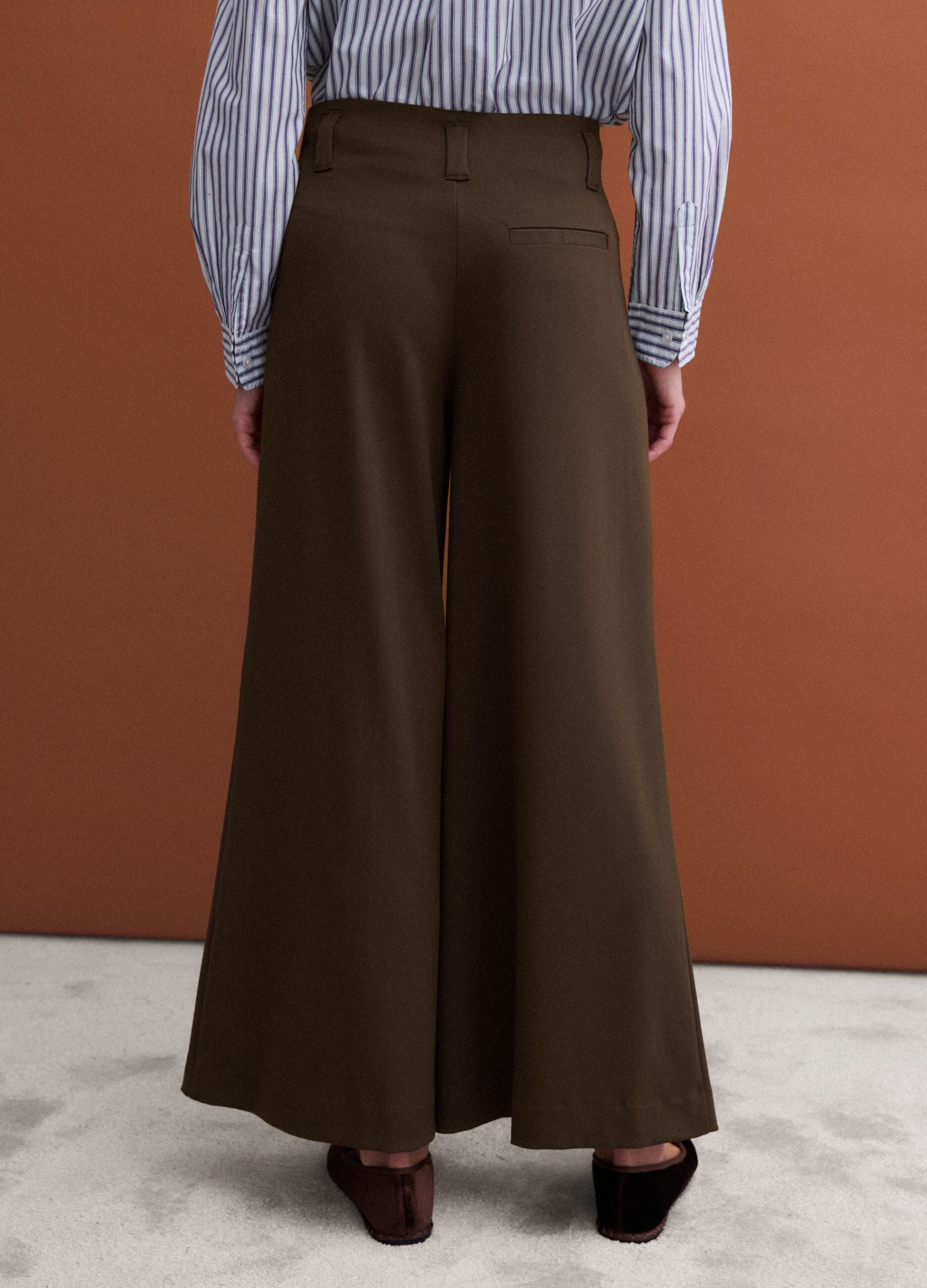 Green wide-leg stretch viscose chino trousers