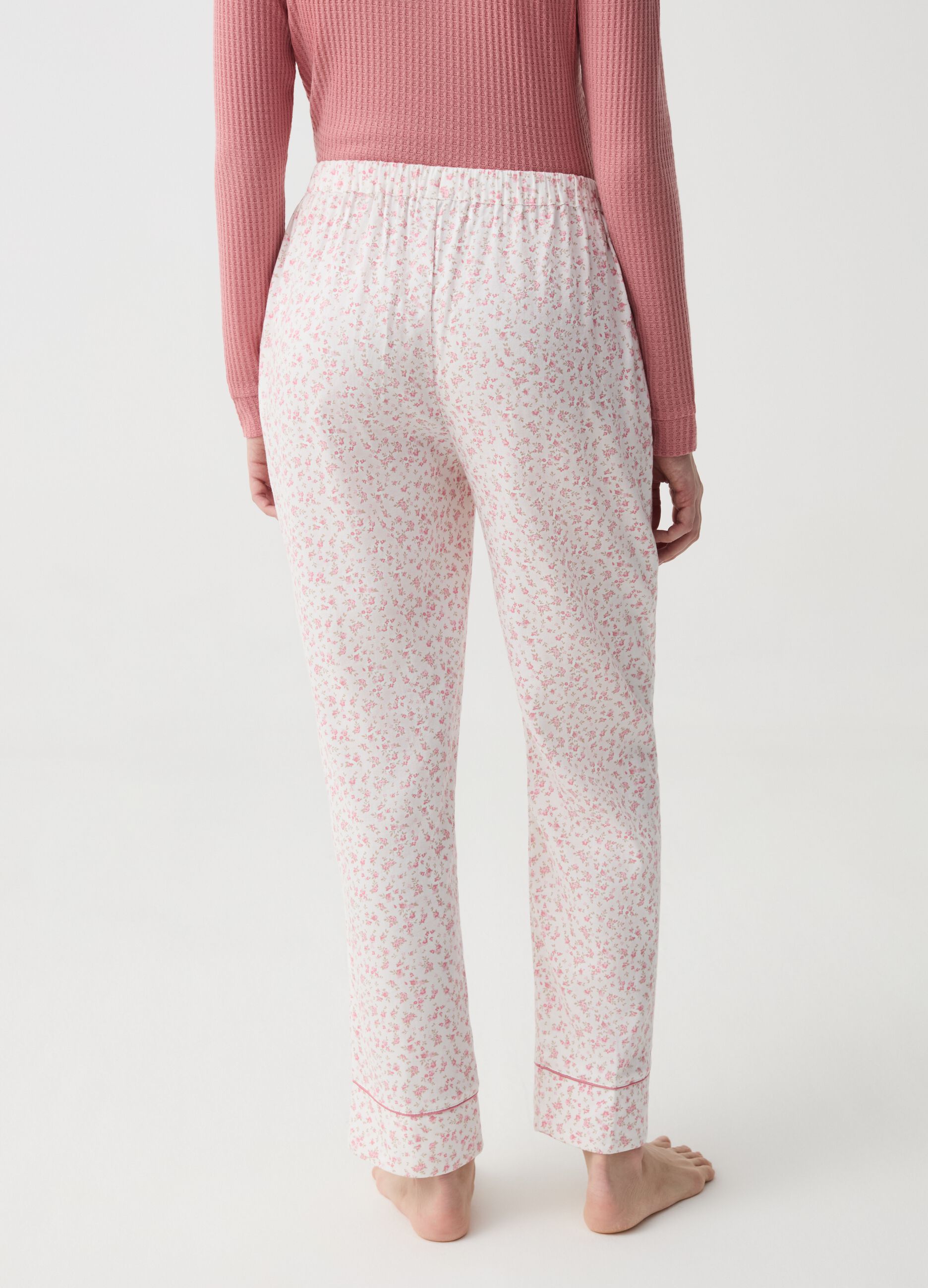 Pantalón pijama de franela de flores