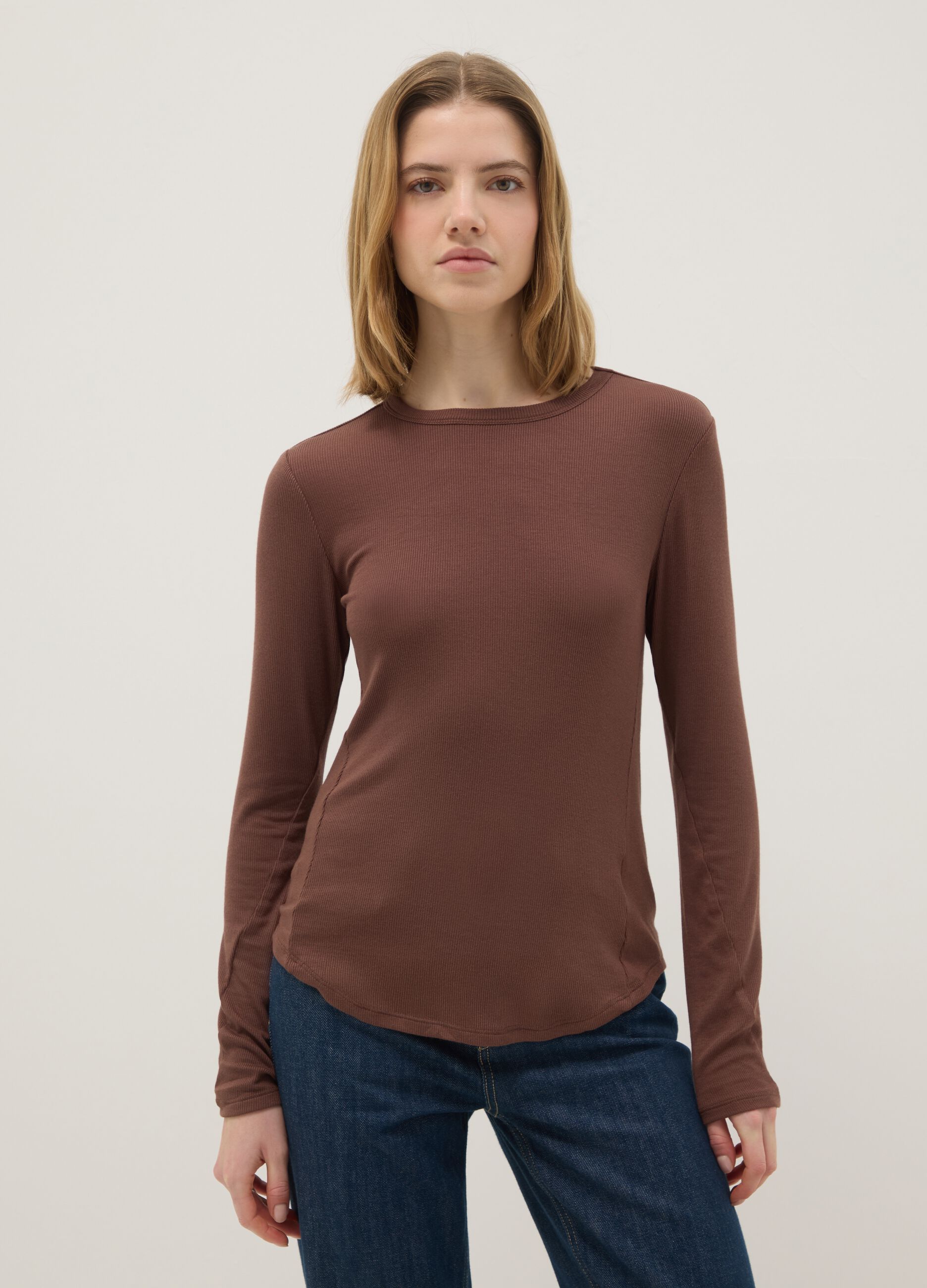 Brown stretch modal regular fit shirt