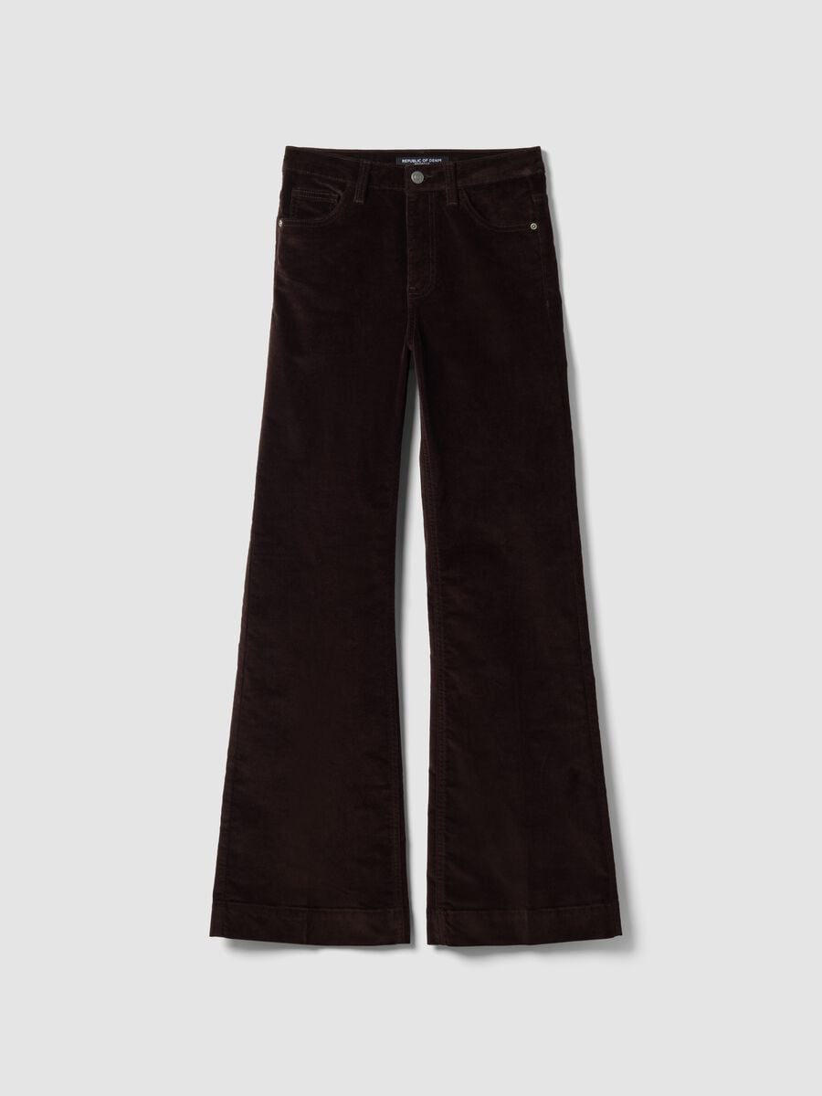 Jeans marroni bootcut in cotone elasticizzato_4