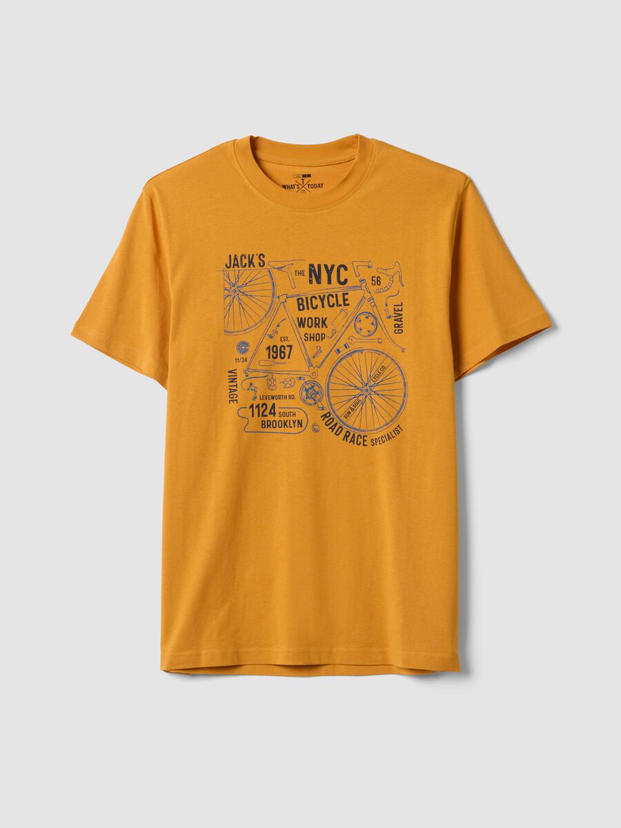 Oranges T-Shirt aus reiner Baumwolle mit Frontprint, Regular Fit_4