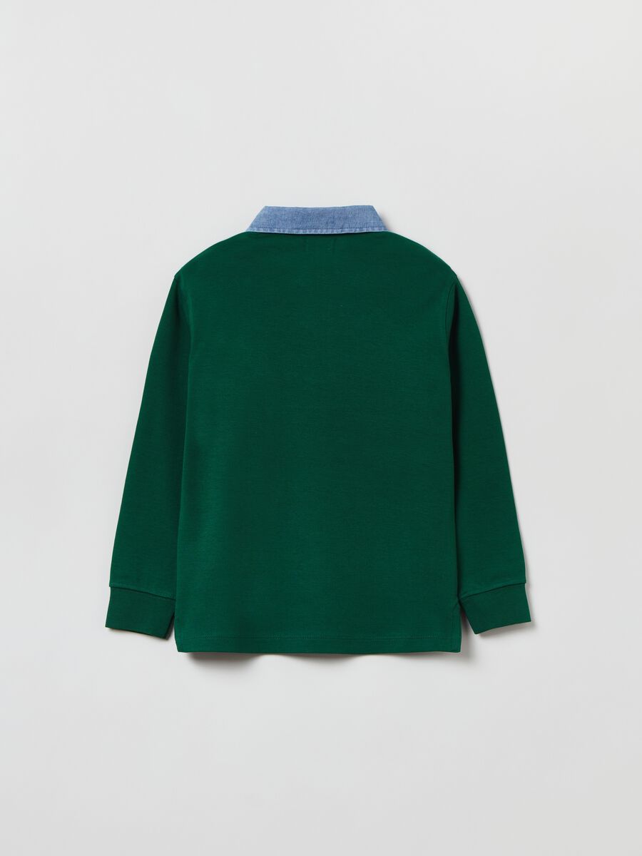 Polo shirt with long sleeves and bouclé patch_4