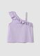 Purple stretch cotton girls&rsquo; tank top with frills and Stitch print_1