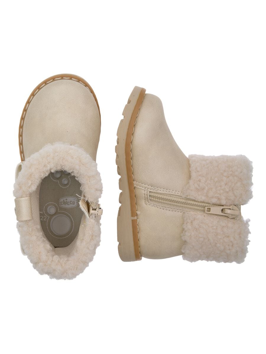 Chicco grey ankle boots with bow and teddy-effect trim_1
