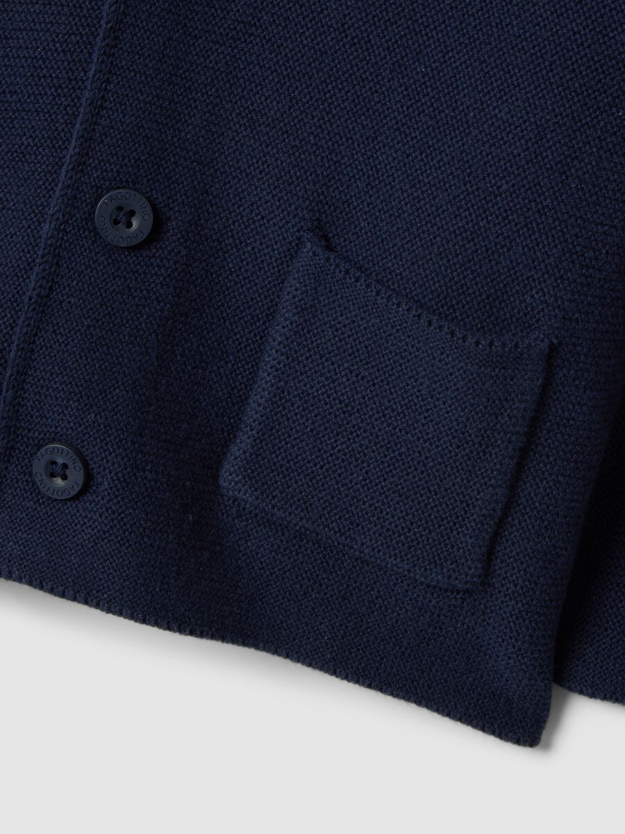 Blue pure cotton cardigan for children, regular fit with pockets and buttons_3