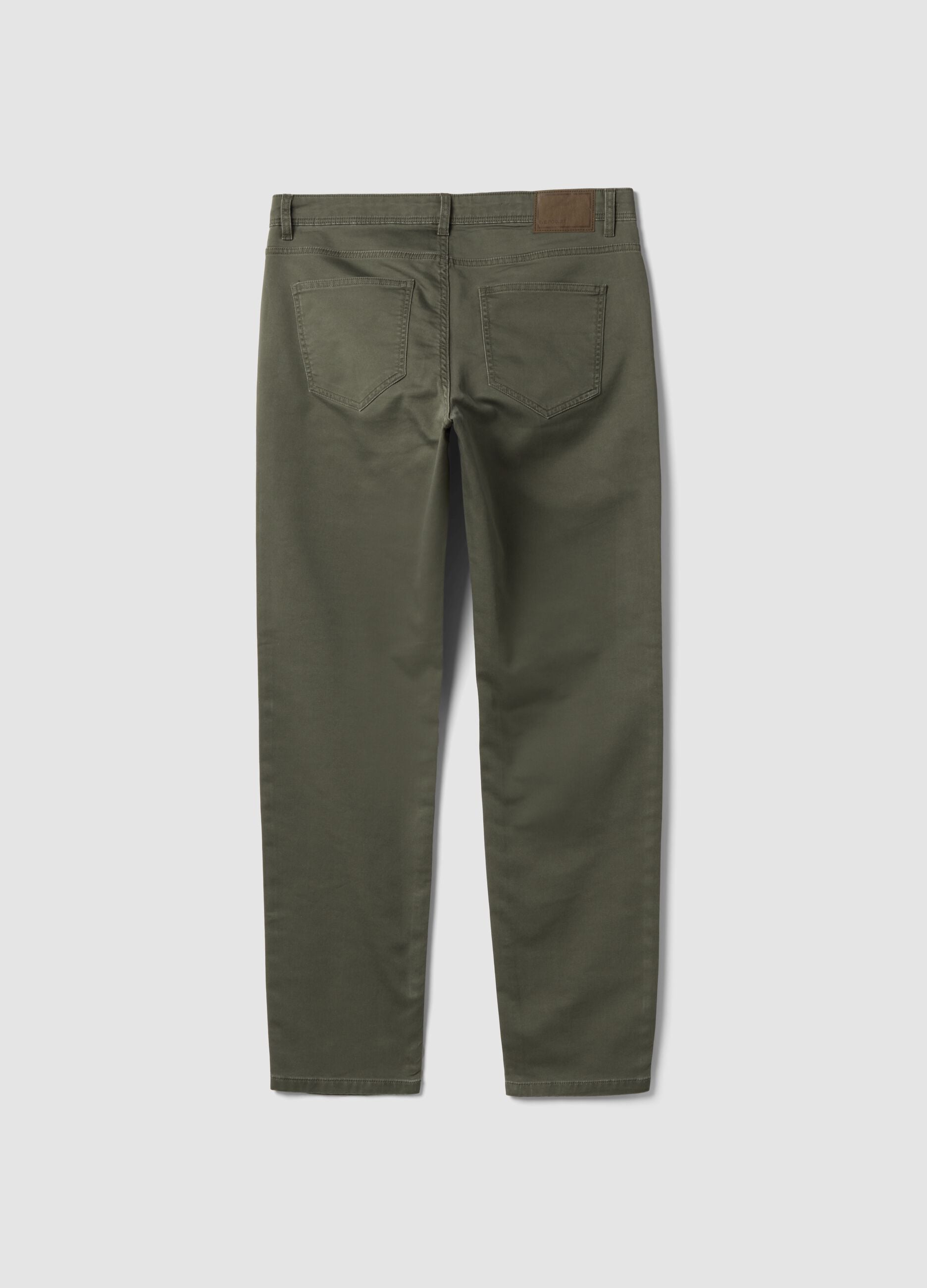 Gr&uuml;ne Slim-Fit-Hose aus elastischem Baumwoll-Dobby